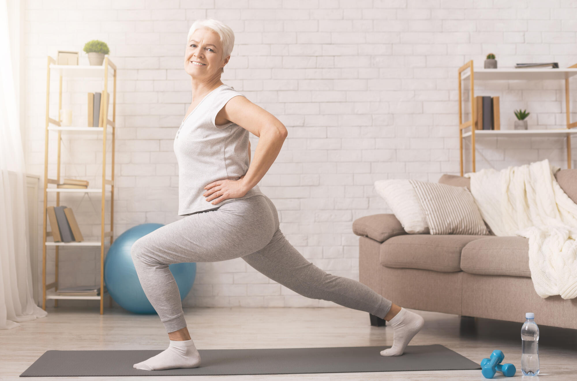 Senior exercise and stretching is beneficial for health and wellness