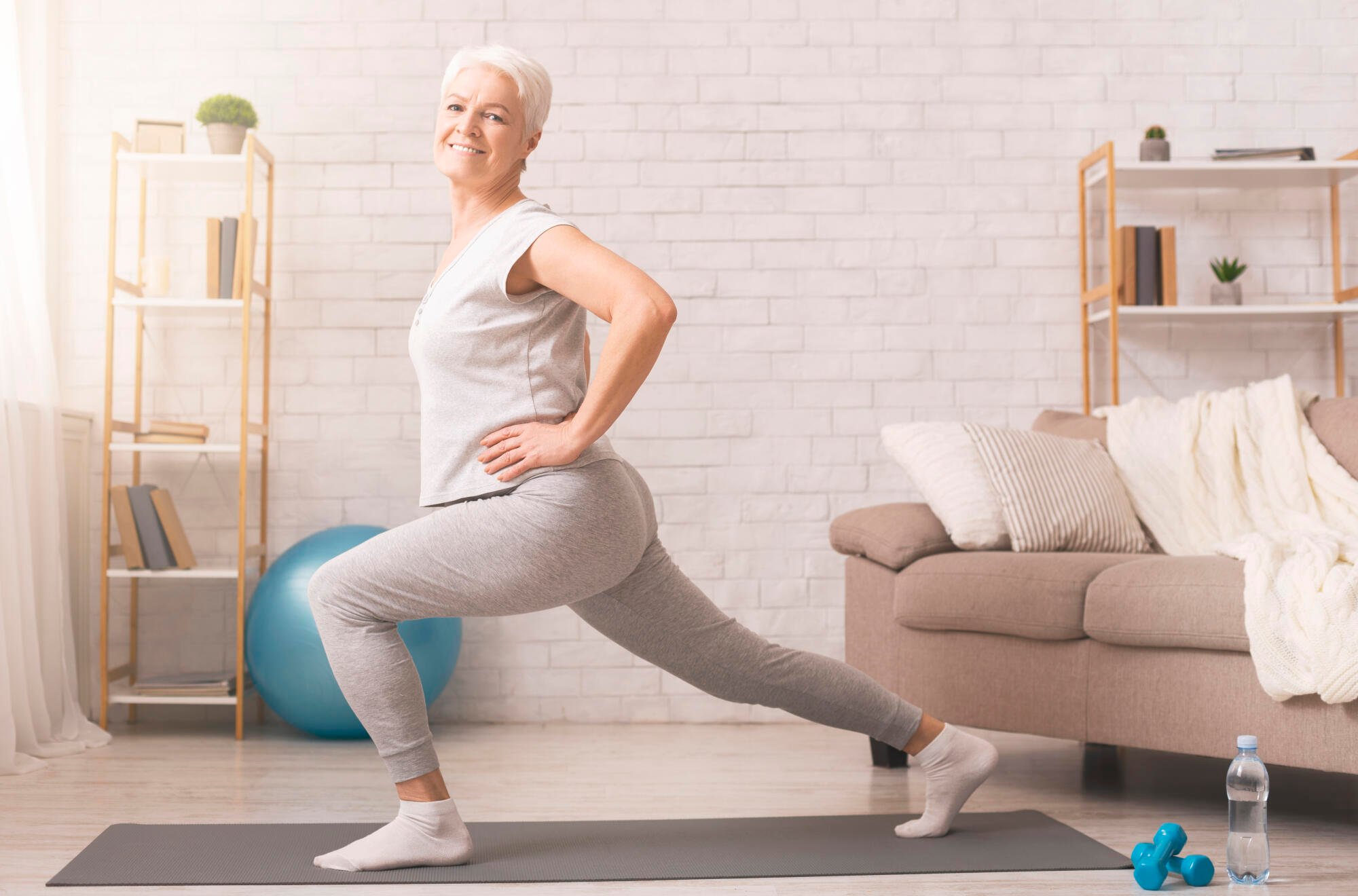 Senior exercise and stretching is beneficial for health and wellness